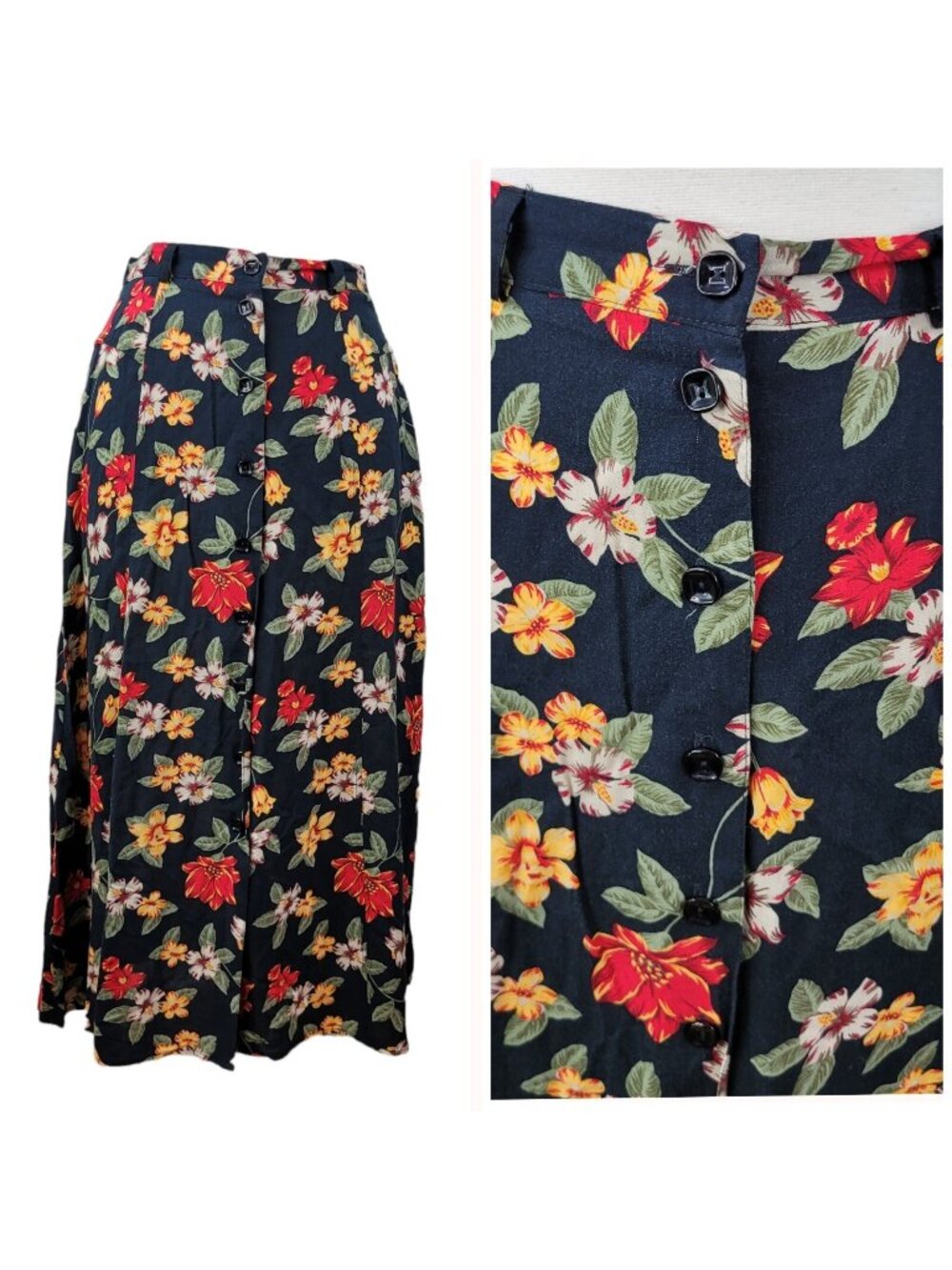 Vtg Floral Skirt Size Small P Dark Academia Floral Rose Pink midi Cottagecore